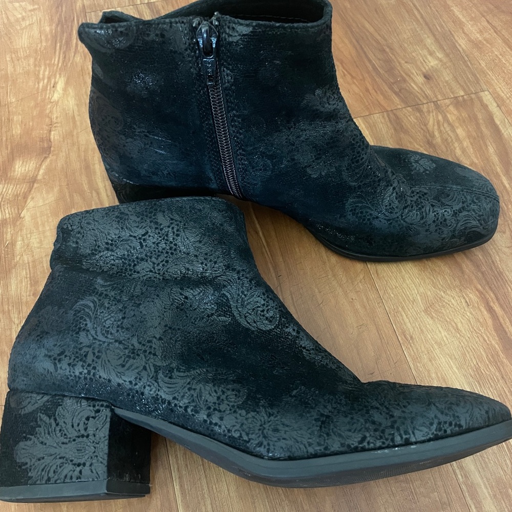 Vagabond Velvet Embossed Ankle Booties